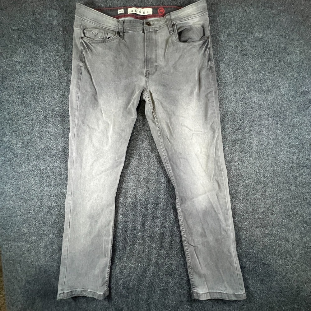 Artful‎ Rebel Jeans Mens 36x29 Gray Denim Cotton Stretch Mid Rise Straight Leg